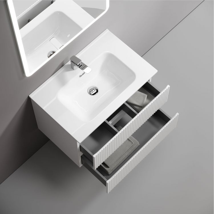 Тумба подвесная SANCOS Snob R 690х445х500, c двумя ящиками оснащенными доводчиками, Bianco,SNR70W