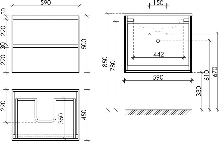 Тумба подвесная SANCOS под раковину Cento, карпатская ель 590х450х500, CN60KE Тумба подвесная SANCOS под раковину Cento, карпатская ель 590х450х500, CN60KE