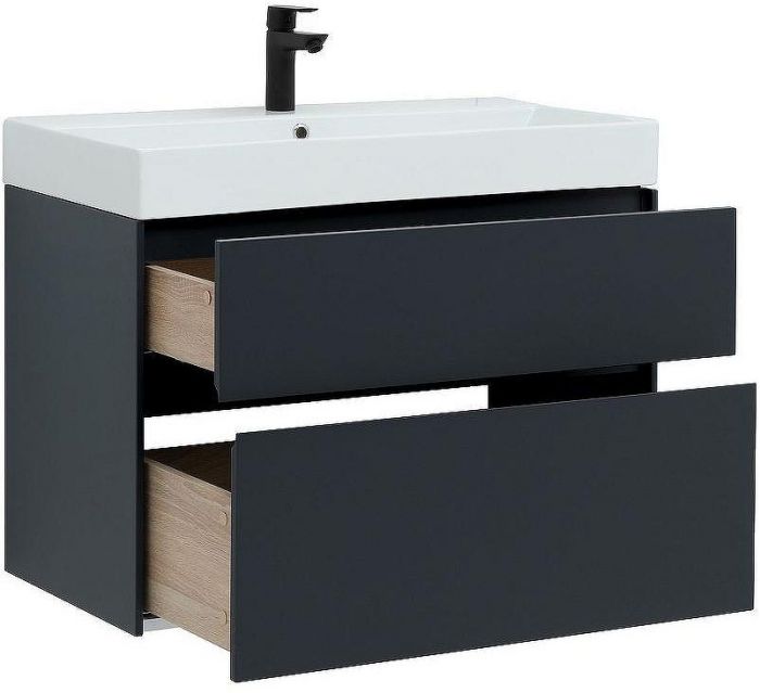 Тумба под раковину Aquanet Бруклин 85 310142 подвесная Антрацит матовый