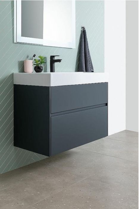 Тумба под раковину Aquanet Бруклин 85 310142 подвесная Антрацит матовый