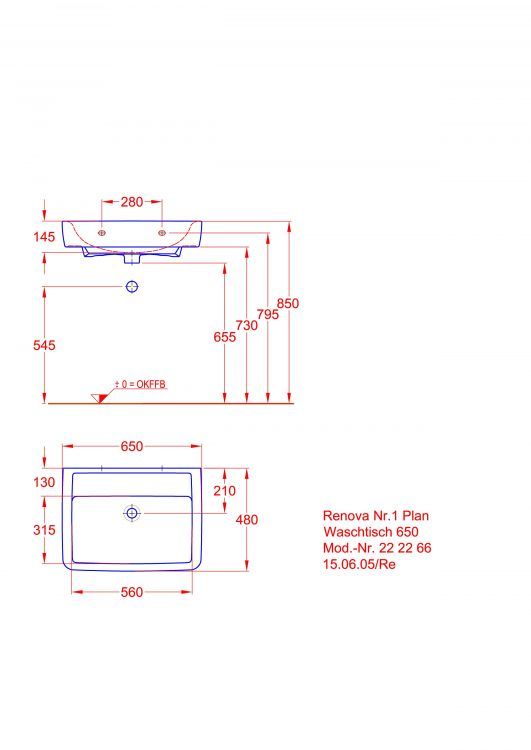 Раковина Keramag Renova Nr.1 Plan, 222266000