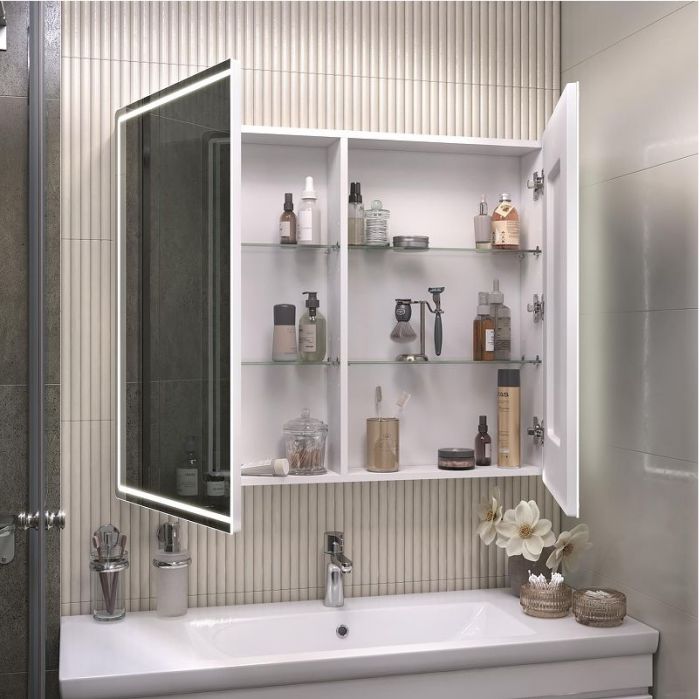 Зеркальный шкаф Vigo Geometry Classic 100 119 с подсветкой цвет Белый