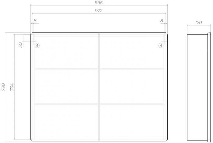 Зеркальный шкаф Vigo Geometry Classic 100 119 с подсветкой цвет Белый