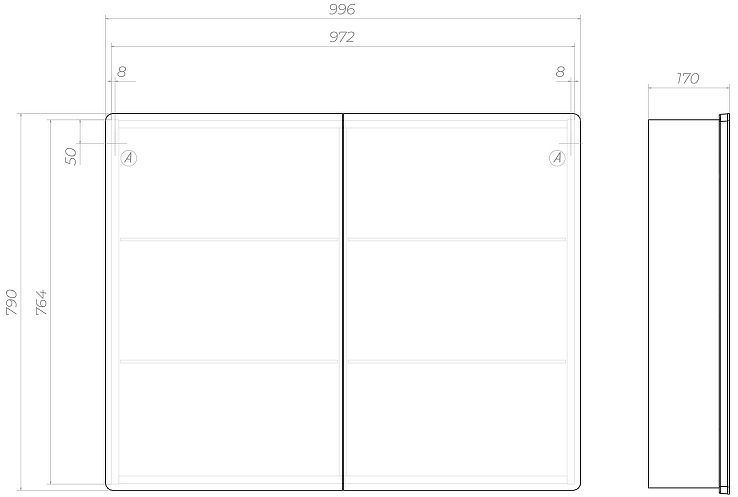 Зеркальный шкаф Vigo Geometry Classic 100 119 с подсветкой цвет Белый