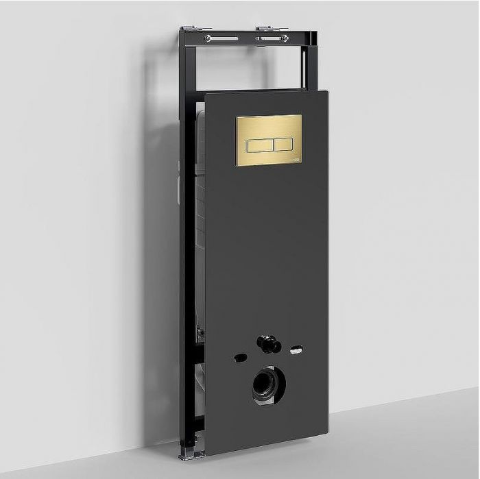 Инсталляция WasserKRAFT Salm 27TLT.010.ME.BL.MG03 для унитаза Черное стекло с клавишей смыва Золото матовое