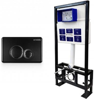 Инсталляция Bettoserb Sava Free Standing SFS40006459 для унитаза с Черной матовой клавишей смыва