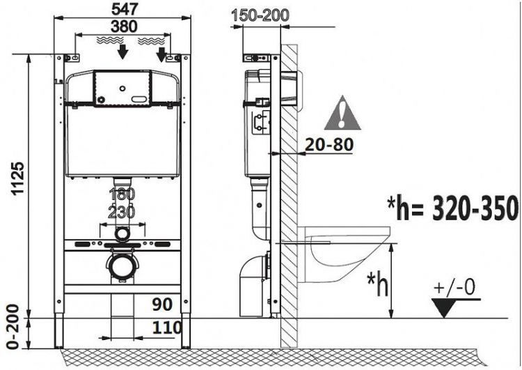 Инсталляция Roca Active 89011101B для унитаза без клавиши смыва