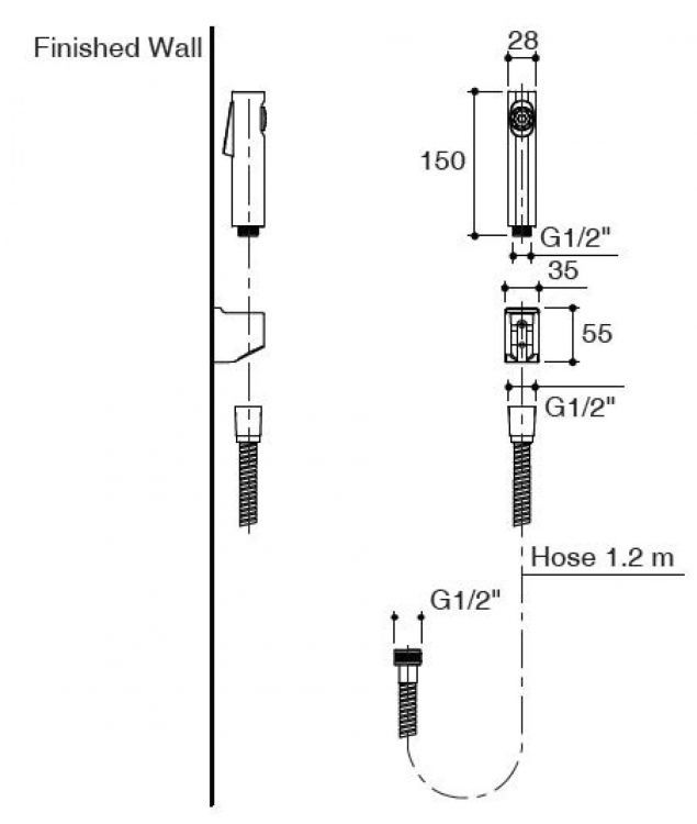 Гигиенический душ Jacob Delafon Cuff E98100-CP