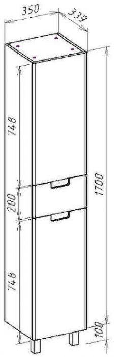 Шкаф пенал Bellezza Пегас 35 R 4620404711034 Красный Белый