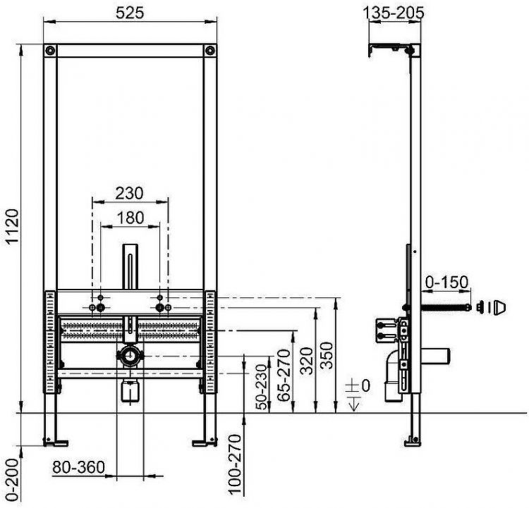 Инсталляция Villeroy&Boch ViConnect 92214800 для биде без клавиши смыва