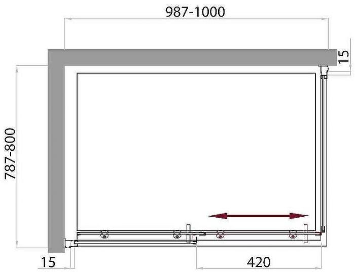Душевой уголок BelBagno Uno 100х80 UNO-AH-1-100/80-P-Cr профиль Хром стекло рифленое