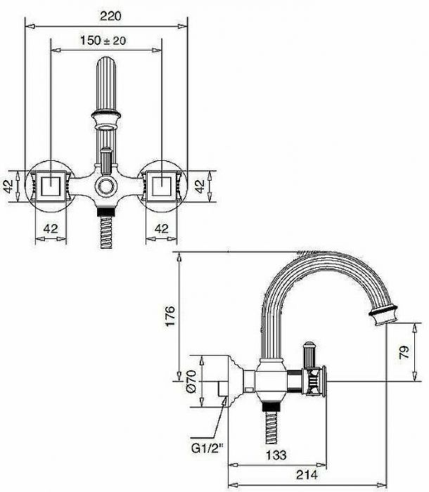 Смеситель для ванны Cezares Olimp VD OLIMP-VD-02-O Бронза