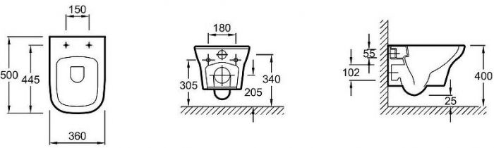 Комплект унитаза с инсталляцией Jacob Delafon Vox E21747RU-BL с сиденьем Микролифт и Черной матовой клавишей смыва
