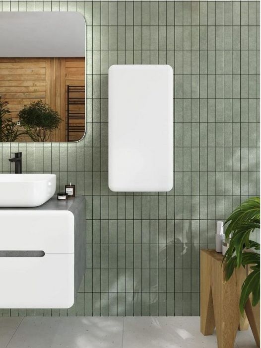 Подвесной шкаф Art&Max Genova 35 AM-Genova-700-1A-SO-LN Белый глянцевый Бетон лофт натуральный