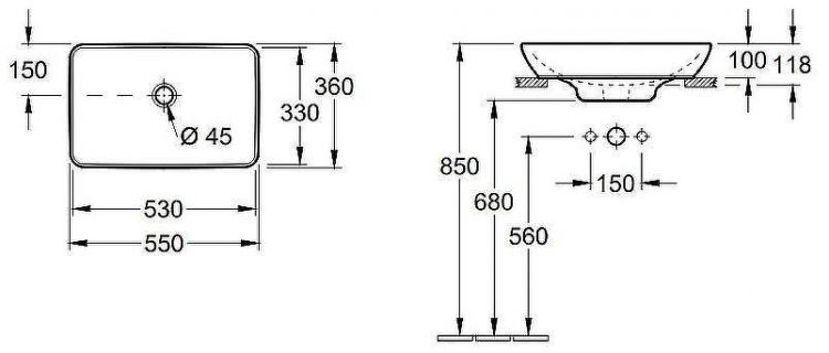Раковина-чаша Villeroy&Boch Venticello 55 411355R1 Альпийский белый