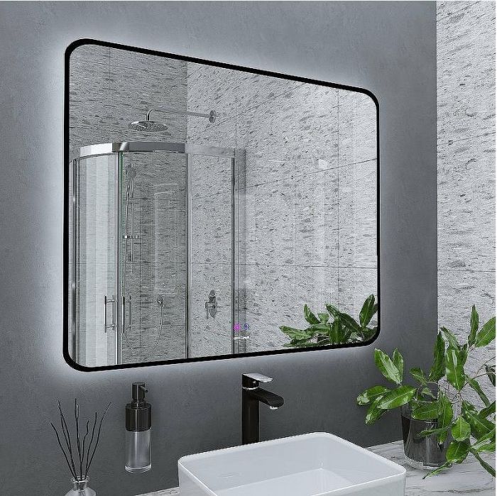 Зеркало Grossman Elegans-норма Black 100 17100802 с подсветкой Черное с сенсорным выключателем и подогревом