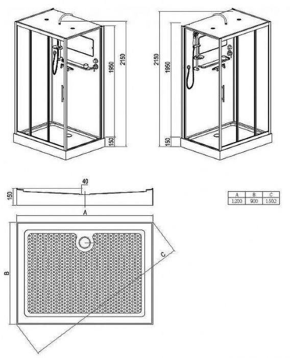 Душевая кабина Esbano ESG-3129CKR 120x90 ESKG3129CKR без гидромассажа