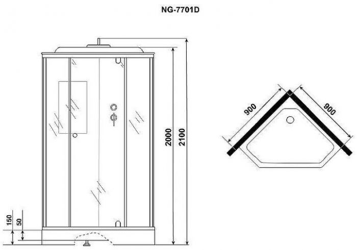 Душевая кабина Niagara Luxe 90x90 NG-7701DM без гидромассажа