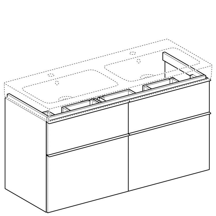 Тумба под раковину двойную Geberit iCon, 119x48, светлый дуб [841522000]