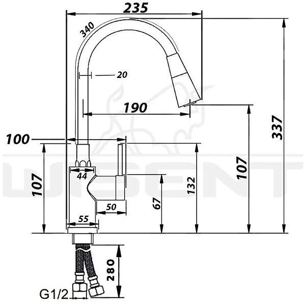 Смеситель для кухни Wisent W74199-19C-9 цвет Серый, Белый