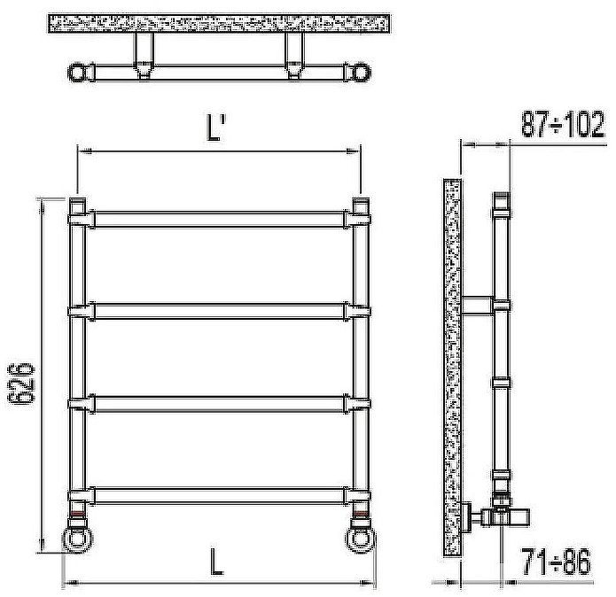 Водяной полотенцесушитель Irsap Bella 550x626 BES053B50IR01NNN01 Хром