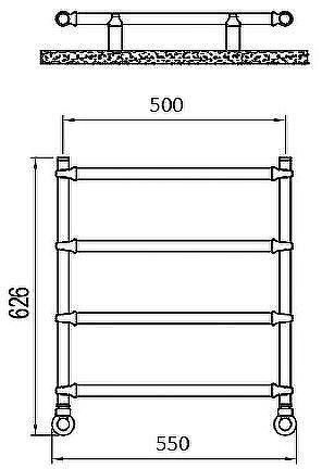 Водяной полотенцесушитель Irsap Bella 550x626 BES053B50IR01NNN01 Хром
