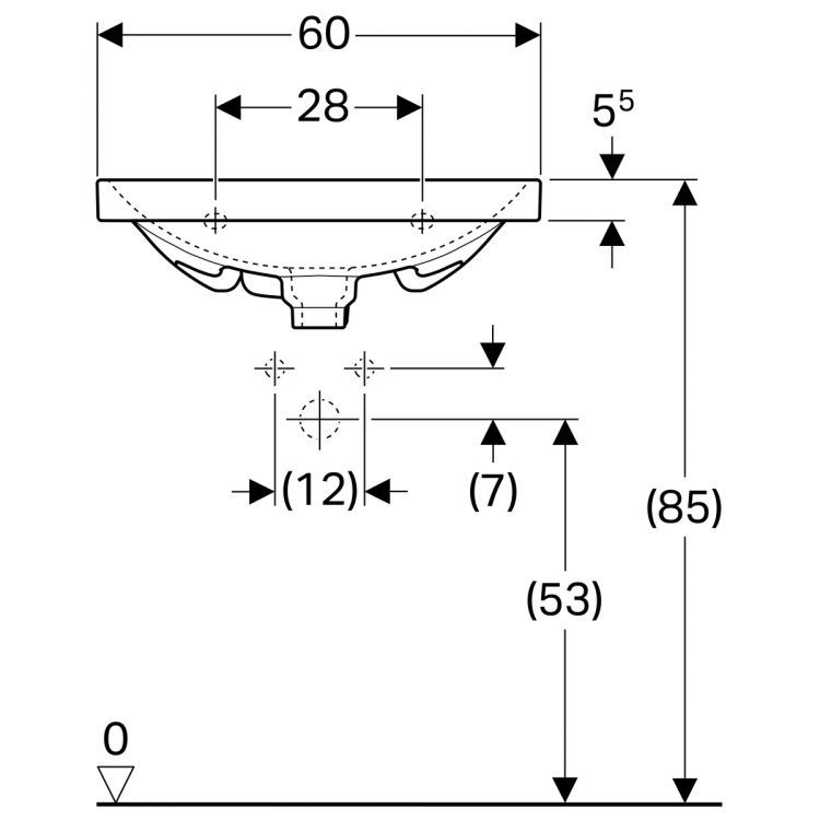 Раковина Geberit Acanto, 500.629.01.2 Раковина Geberit Acanto, 500.629.01.2