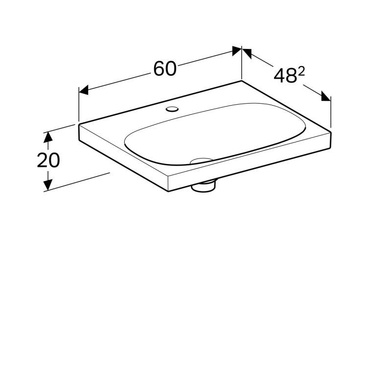 Раковина Geberit Acanto, 500.629.01.2 Раковина Geberit Acanto, 500.629.01.2