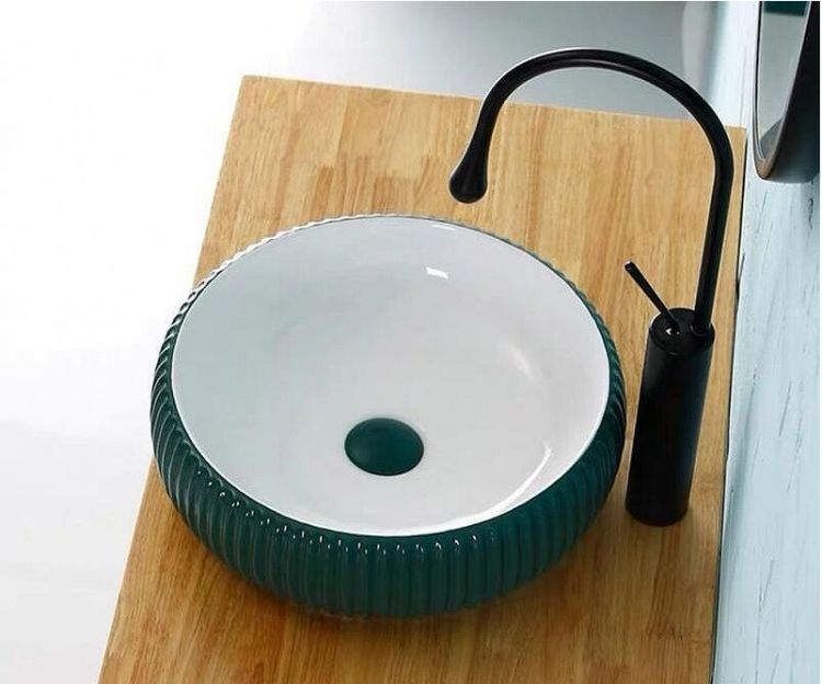 Раковина-чаша Bronze de Luxe 40 1382 Изумрудный глянец Белый глянец