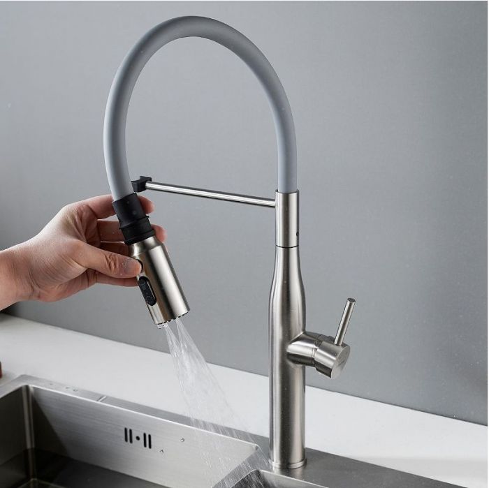 Смеситель для кухни Shevanik S123L-9 цвет Сатин Серый