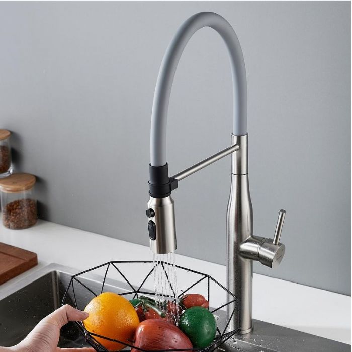 Смеситель для кухни Shevanik S123L-9 цвет Сатин Серый