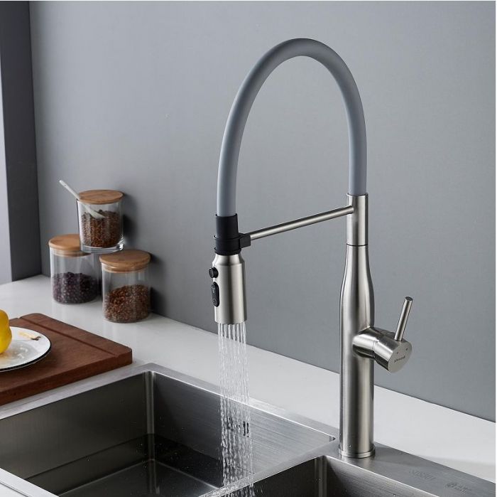 Смеситель для кухни Shevanik S123L-9 цвет Сатин Серый