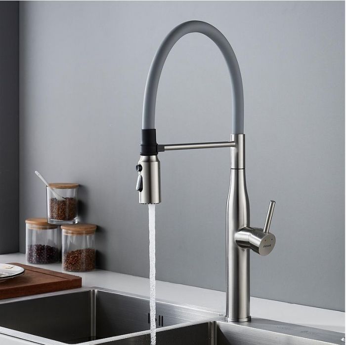 Смеситель для кухни Shevanik S123L-9 цвет Сатин Серый