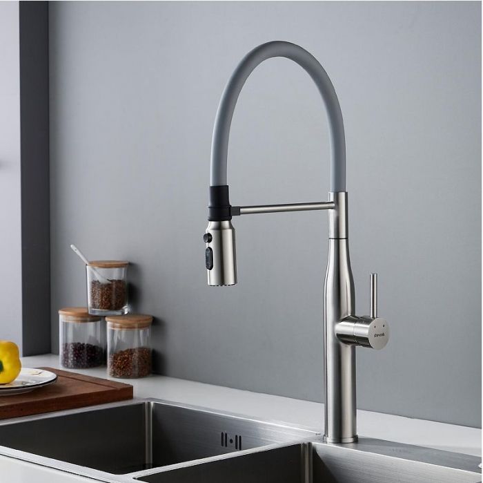 Смеситель для кухни Shevanik S123L-9 цвет Сатин Серый