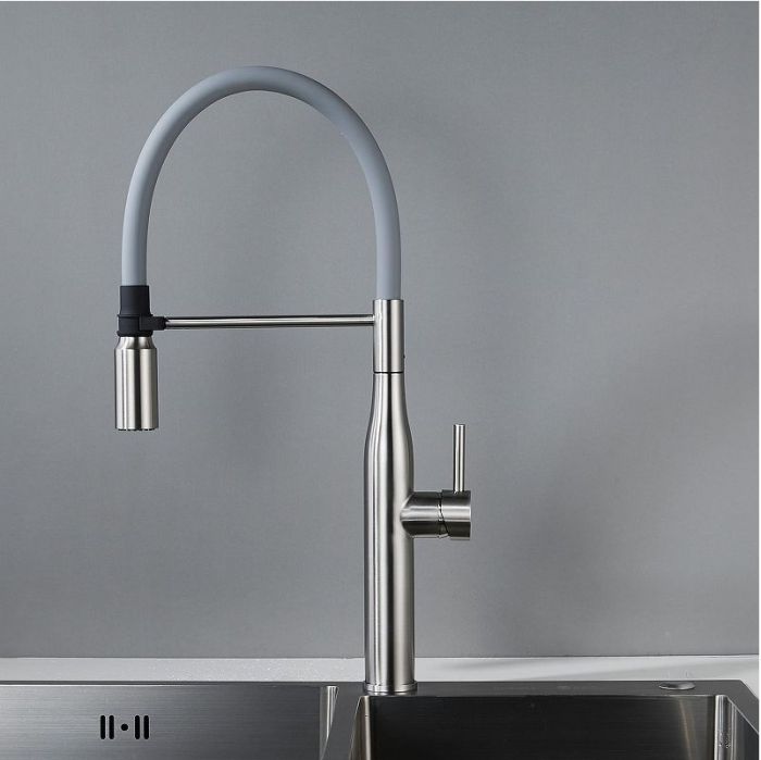 Смеситель для кухни Shevanik S123L-9 цвет Сатин Серый