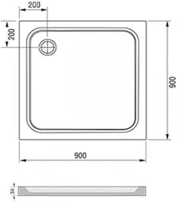 Душевой поддон из искусственного камня Ravak Perseus Pro Chrome 90х90 XA047701010 Белый