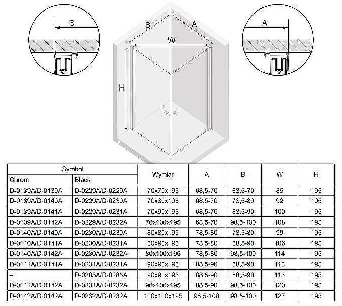 Душевой уголок New Trendy New Soleo Chrome 80х100 D-0140A/D-0142A профиль Хром стекло прозрачное