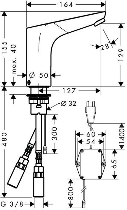 Hansgrohe Focus Смеситель для раковины, 1 отв., электронный, цвет: хром