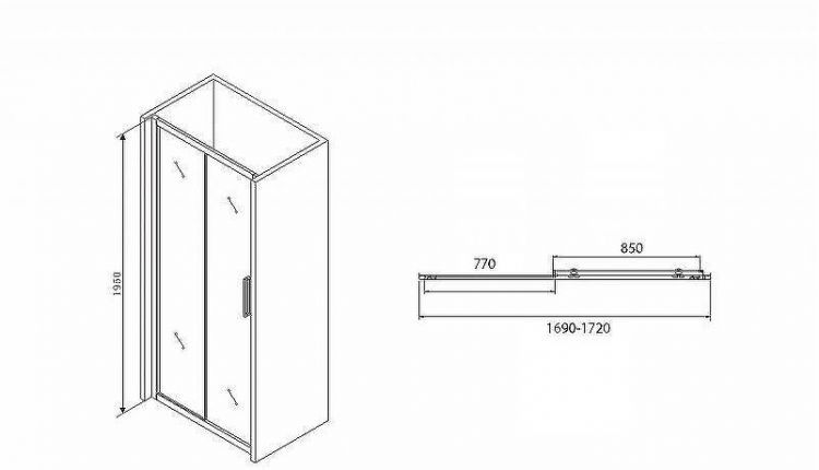 Душевая дверь Abber Schwarzer Diamant 170 AG30170BH профиль Черный стекло прозрачное