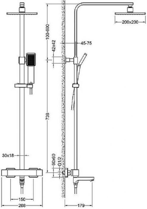 Душевая система Timo Tetra-thermo SX-0169/17 с термостатом Золото матовое