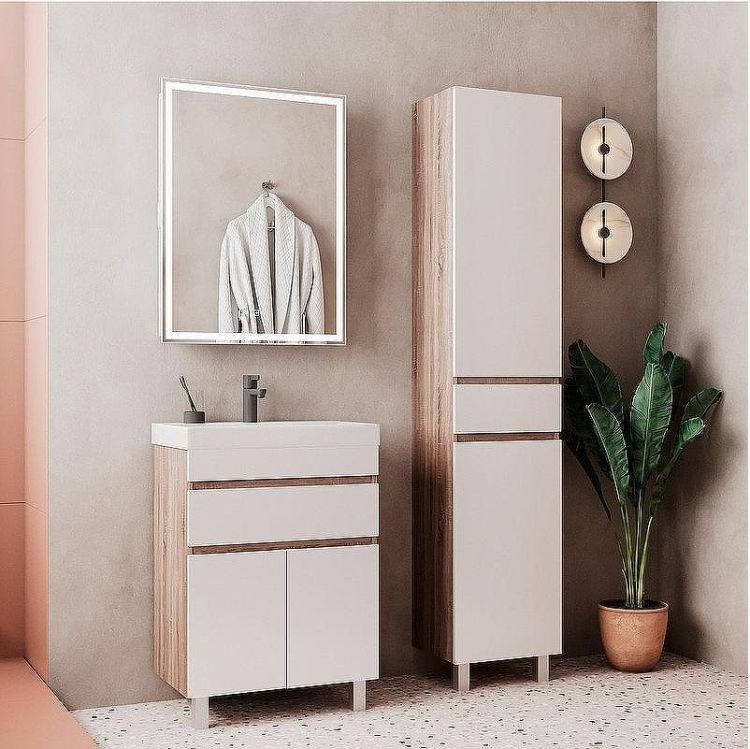 Тумба под раковину Volna Conty 60.2D.1Y tnCNT60.2D.1Y-01 Белая Дуб снома