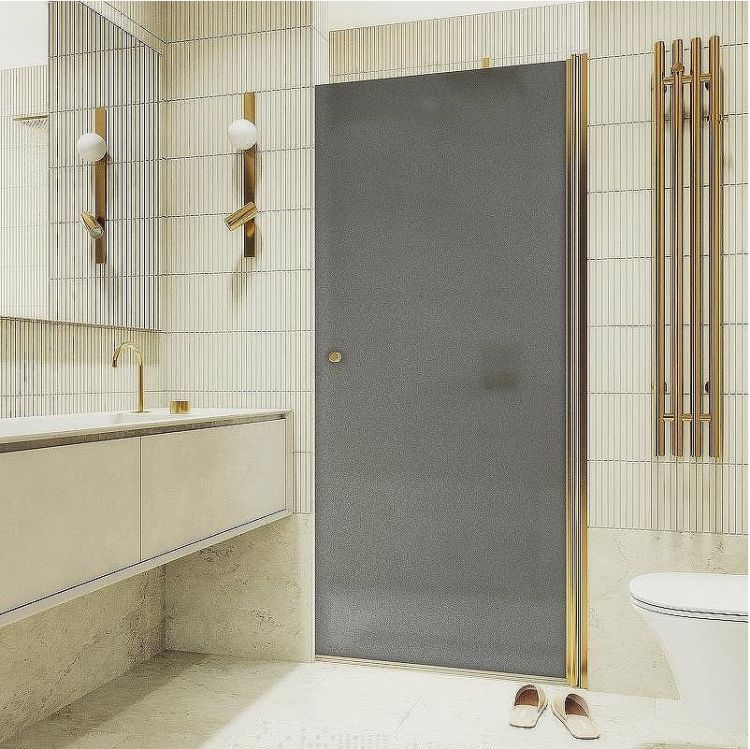 Душевая дверь Maybah Glass MGD-807-3 800x1980 на монопетле Золото стекло графитовое матовое