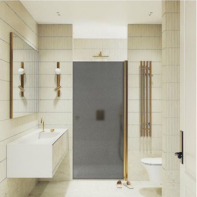 Душевая дверь Maybah Glass MGD-807-3 800x1980 на монопетле Золото стекло графитовое матовое