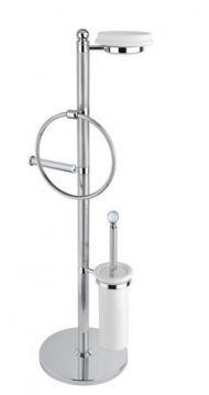 Стойка напольная с держателем туалетной бумаги щёткой для унитаза, полотенцедержателем и держателем мыльницы CEZARES OLIMP-WBS