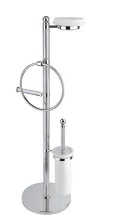 Стойка напольная с держателем туалетной бумаги щёткой для унитаза, полотенцедержателем и держателем мыльницы CEZARES OLIMP-WBS