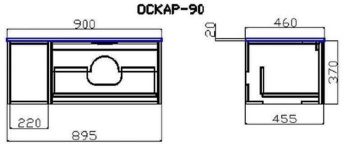 Тумба c раковиной SanVit Оскар 90 R koskar090R подвесная Белая