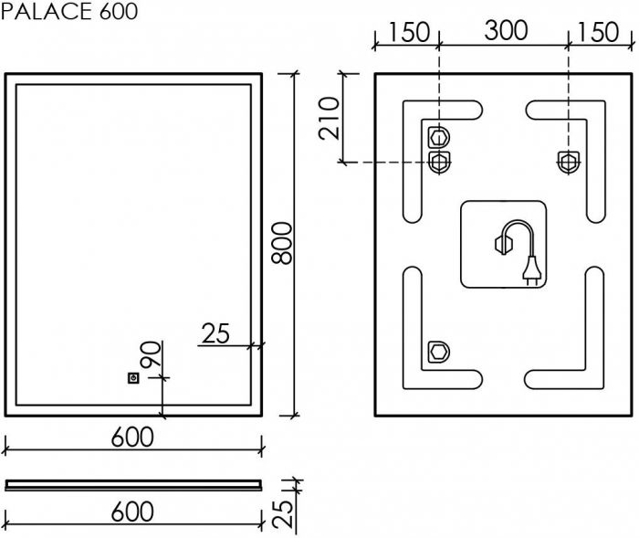 Зеркало SANCOS с подсветкой Palace, 600х800, PA600