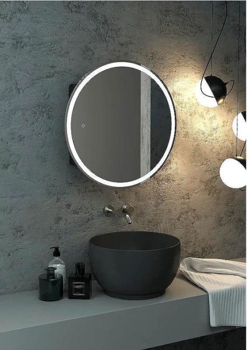 Зеркальный шкаф Континент Torneo Black LED 60 МВК068 с подсветкой Черный