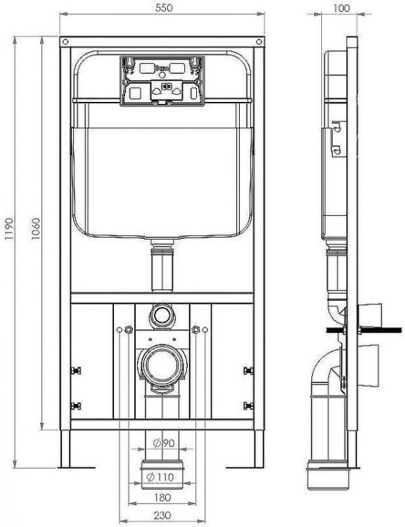 Комплект унитаза с инсталляцией SantiLine SL-5018MB+SL-03 с сиденьем Микролифт и Черной матовой клавишей смыва Комплект унитаза с инсталляцией SantiLine SL-5018MB+SL-03 с сиденьем Микролифт и Черной матовой клавишей смыва