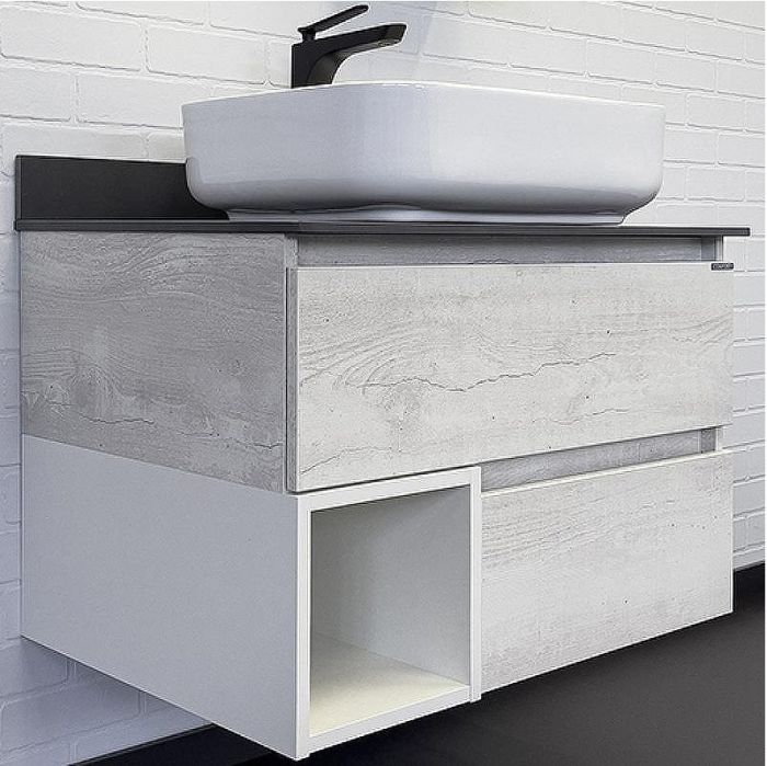 Тумба с раковиной Comforty Прага 75 00-00014832 Дуб белый Графит